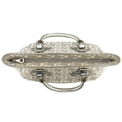 Celine Tote Bag Gray Silver White Salky PVC Leather Celine Carriage Horse Women's Metallic
