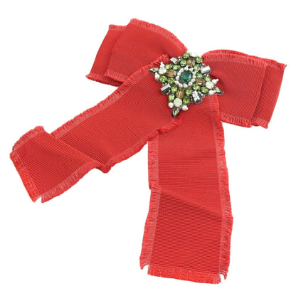 Gucci grosgrain brooch bow ribbon type red 460828I96528096 rhinestone bee