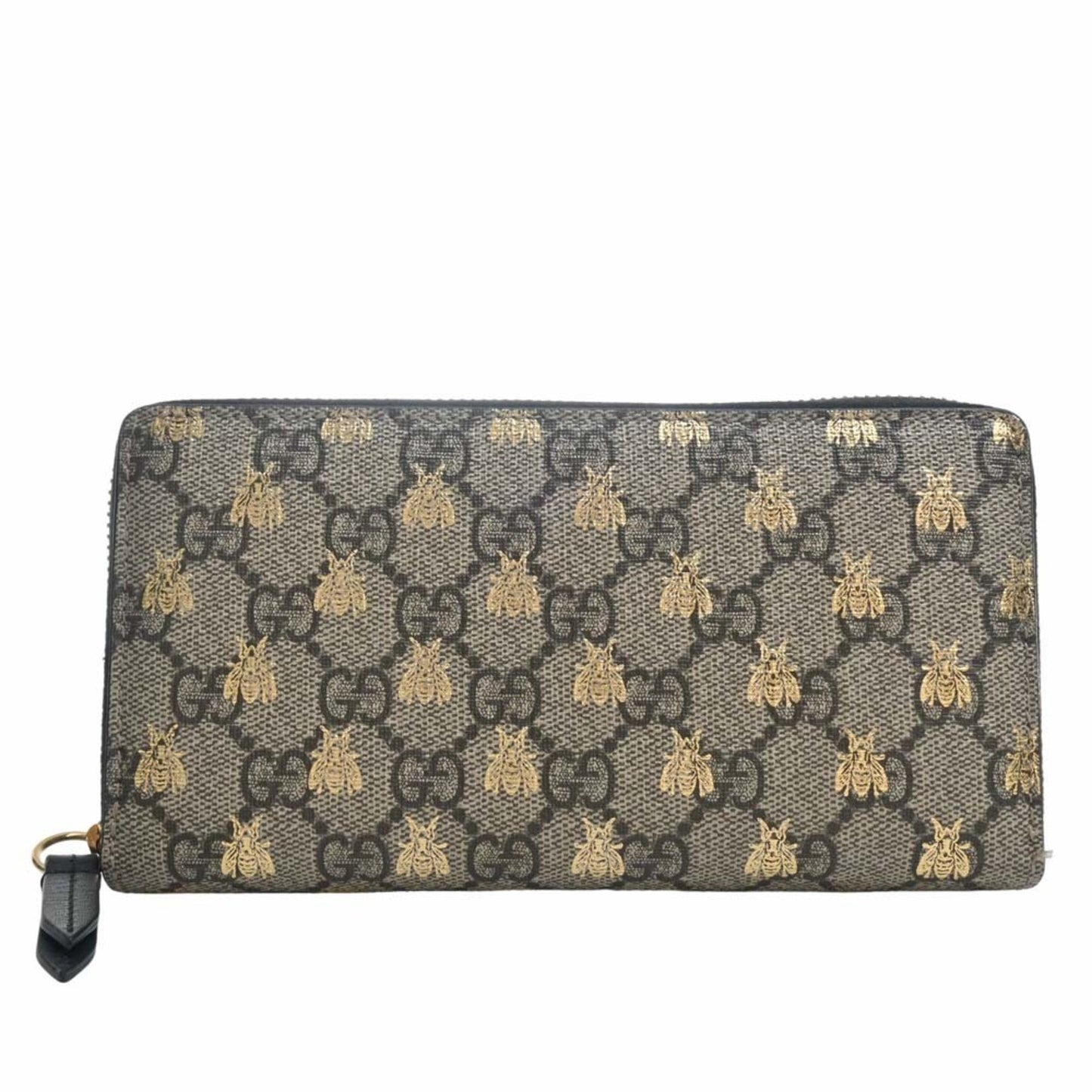 GUCCI GG Supreme Bee Round Long Wallet 410102 Beige Women's