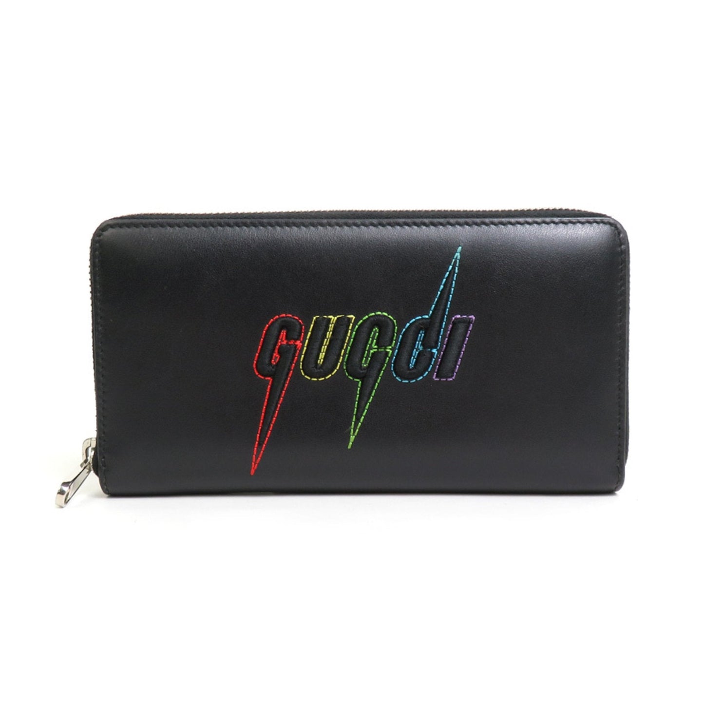 GUCCI round zipper long wallet leather black unisex 597677