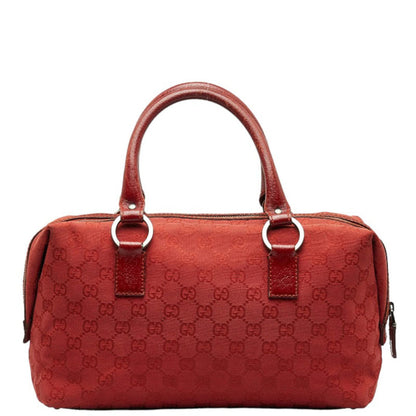 GUCCI GG Canvas Handbag Boston Bag 113009 Red Leather Women's