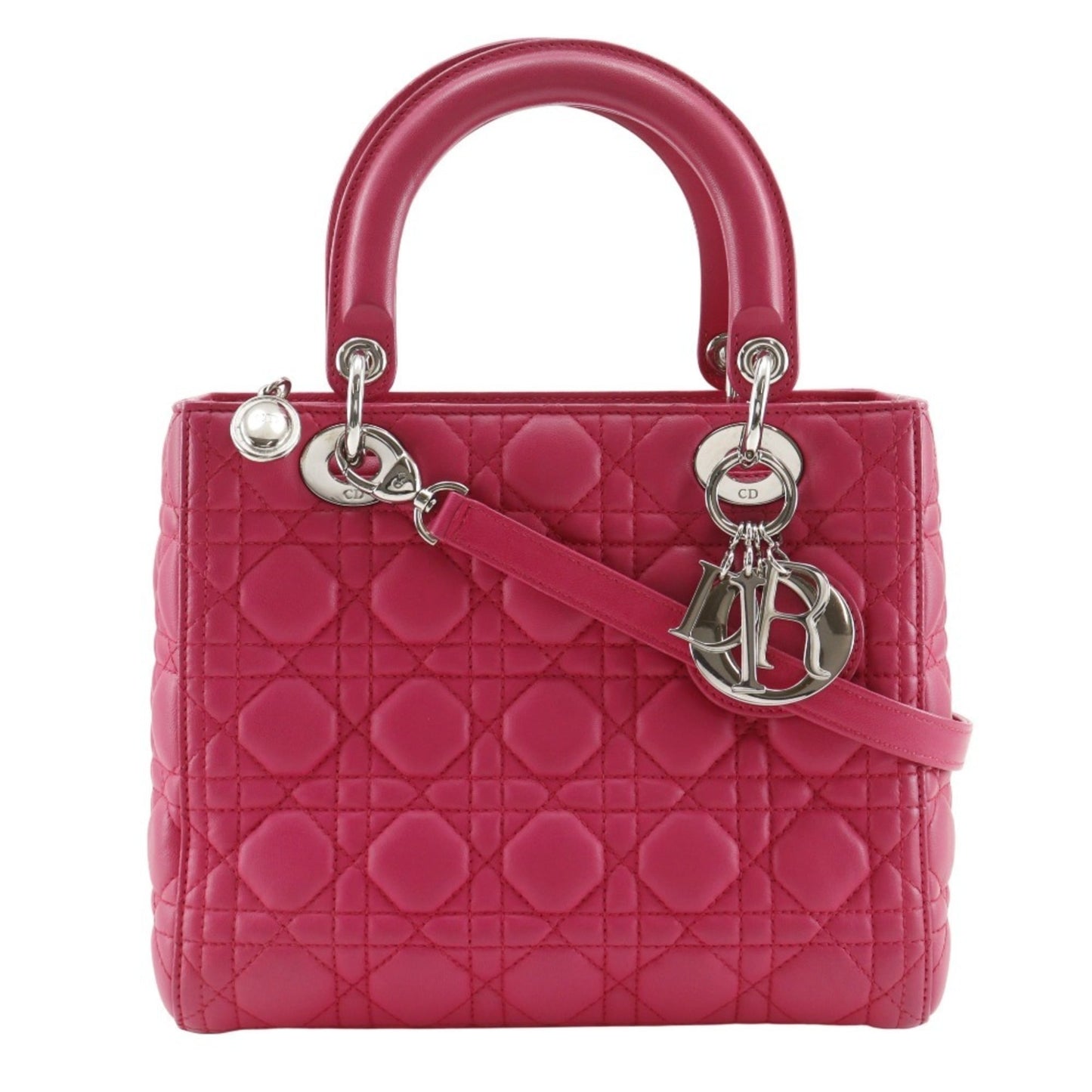 Christian Dior Lady Dior Pink Leather Handbag ()