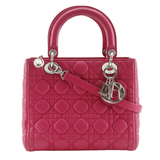 Christian Dior Lady Dior Pink Leather Handbag ()