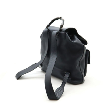 Gucci Navy Bamboo Leather Backpack