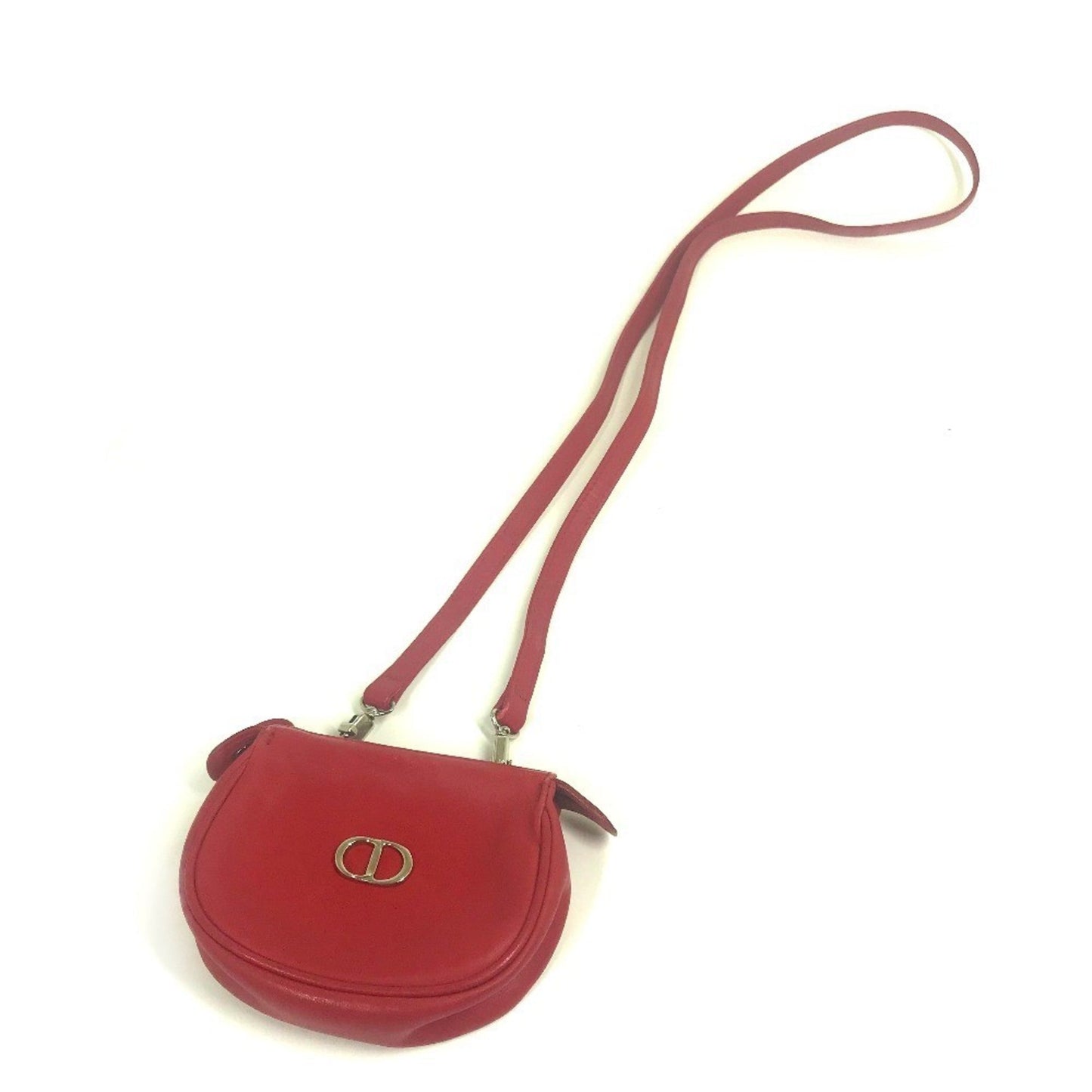 Christian Dior Red Color Leather Pochette Shoulder Bag ()