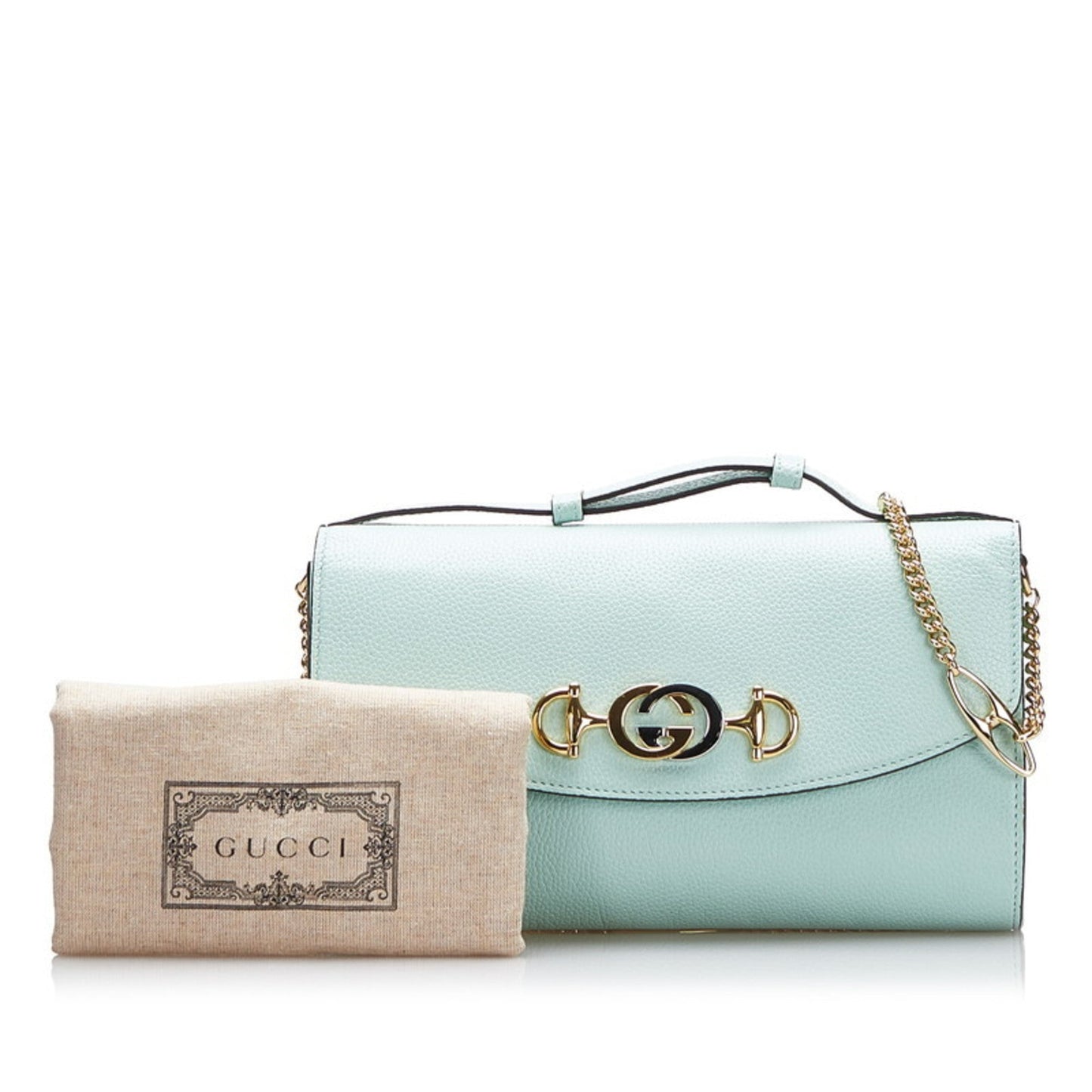 Gucci Zumi Chain Shoulder Bag Handbag 572375 Mint Green Leather Ladies Gucci