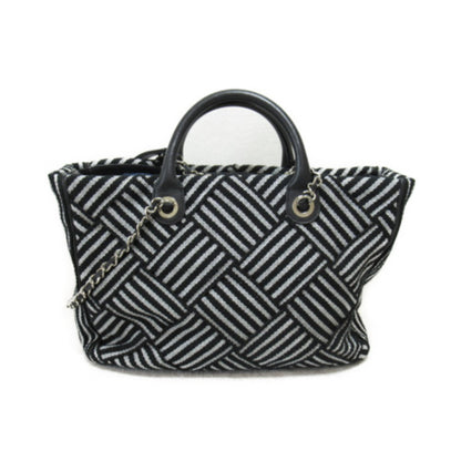 CHANEL 2way shoulder bag Black Silver Nylon polyester