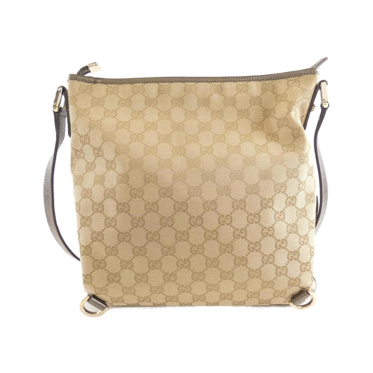 Gucci Beige Khaki Gg Canvas Leather Shoulder Bag