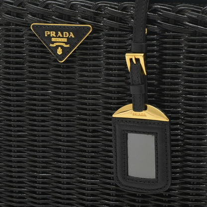 Prada Basket Bag 2Way Rattan/Canvas Black/Navy BN2834