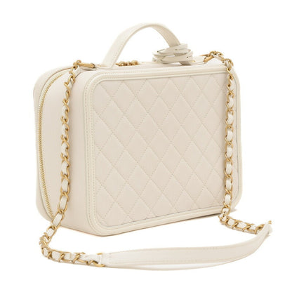 Chanel CC Filigree Matelasse Vanity Case 2Way Bag Caviar Off-White A93344
