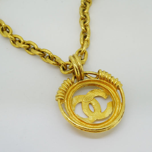 Chanel Necklace Vintage Coco Mark 5 Consecutive GP Plated Gold Color Gold