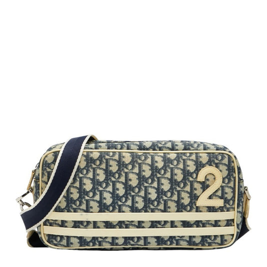 Christian Dior Navy White Pvc Leather Shoulder Bag ()