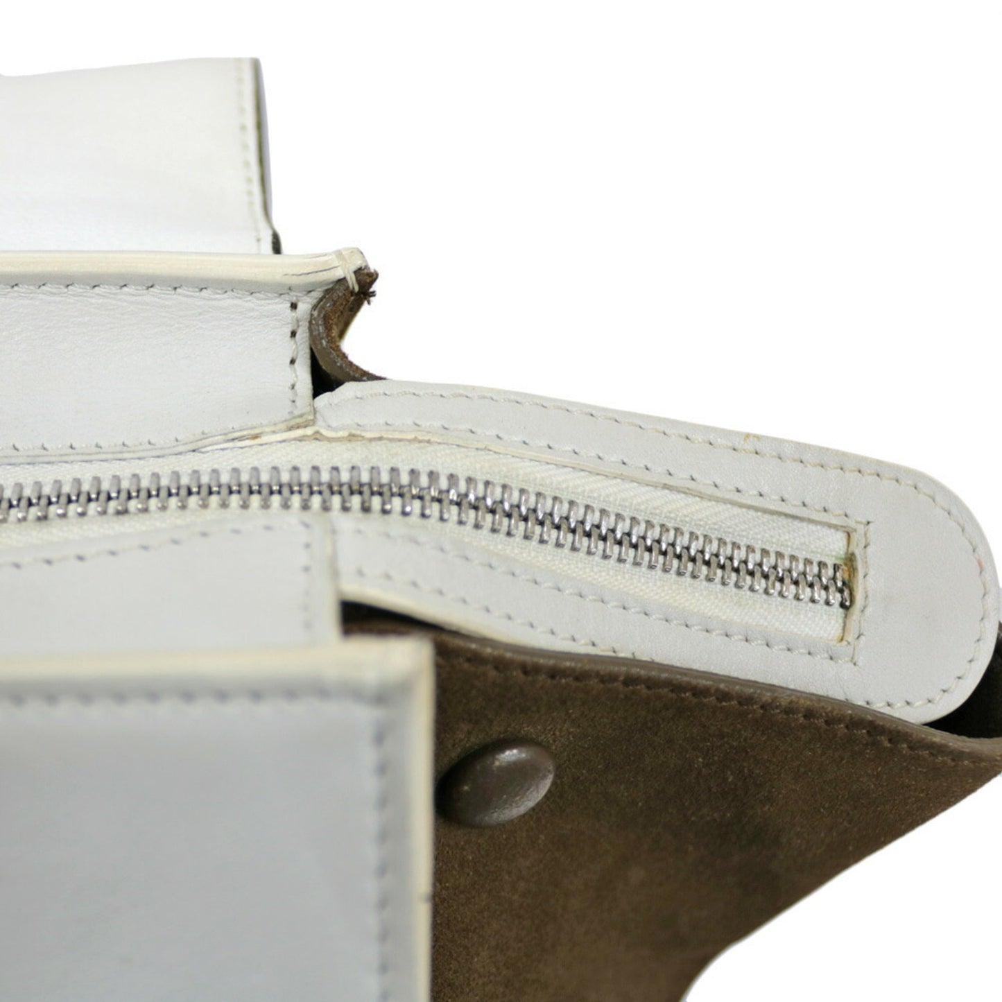 Celine Handbag Shoulder Bag Trapeze White Ladies