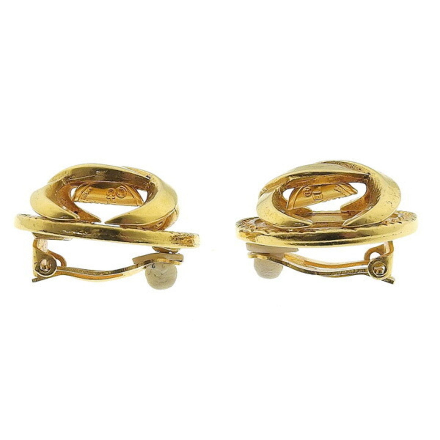 CHANEL Coco Mark Earrings Gold Metal