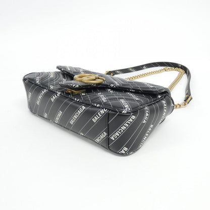 Gucci Black White Leather Shoulder Bag