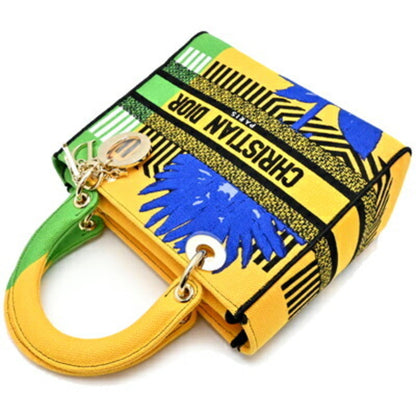 Christian Dior Multi-Color Yellow Canvas Handbag ()