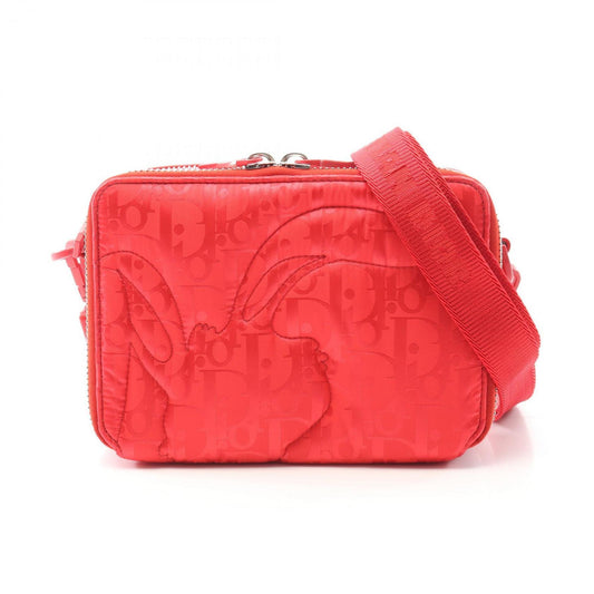 Christian Dior Red Color Nylon Leather Shoulder Bag ()