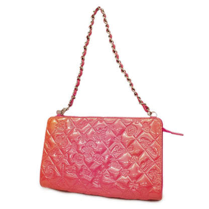 CHANEL  Icon Icon Women's Patent Leather,Rayon Handbag Pink