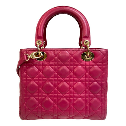 Christian Dior Lady Dior Pink Leather Handbag ()