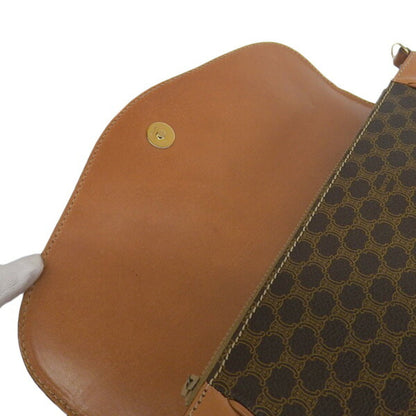 Celine Leather Macadam Clutch Bag Brown Women's