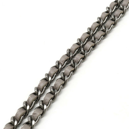 Chanel Matelasse Coco Mark Chain Shoulder Bag Pochette Metallic Leather Gray