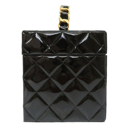 Chanel Matrasse Enamel Black 2nd Gold Metal Fittings Vintage Coco Mark Turn Lock Vanity Bag 0032 CHANEL