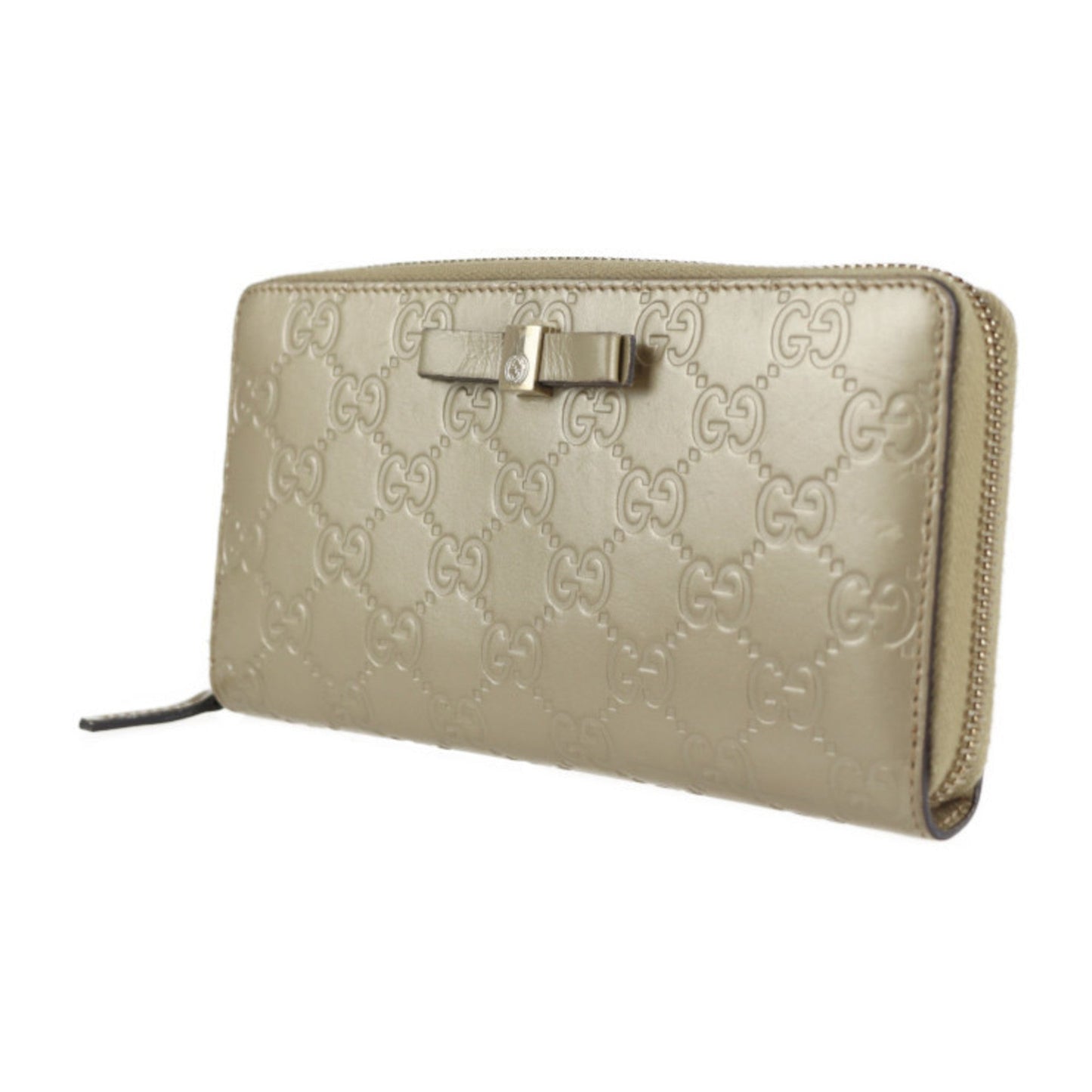 Gucci Champagne Gold Leather Coin Purse/Coin Case