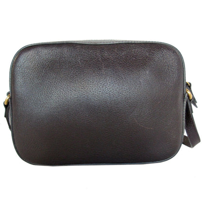 Gucci Dark Brown Green Red Color Canvas Leather Shoulder Bag
