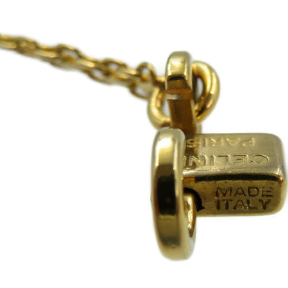 Celine Macadam Metal Color Stone Gold Turquoise Necklace 0041Celine