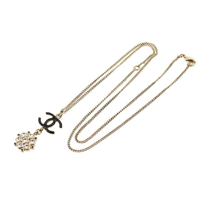 Chanel Cocomark Rhinestone Necklace Gold Black B19B Accessories