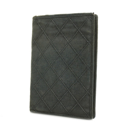 ChanelAuth  Bicolor Bi-fold Wallet Women's Lambskin Black