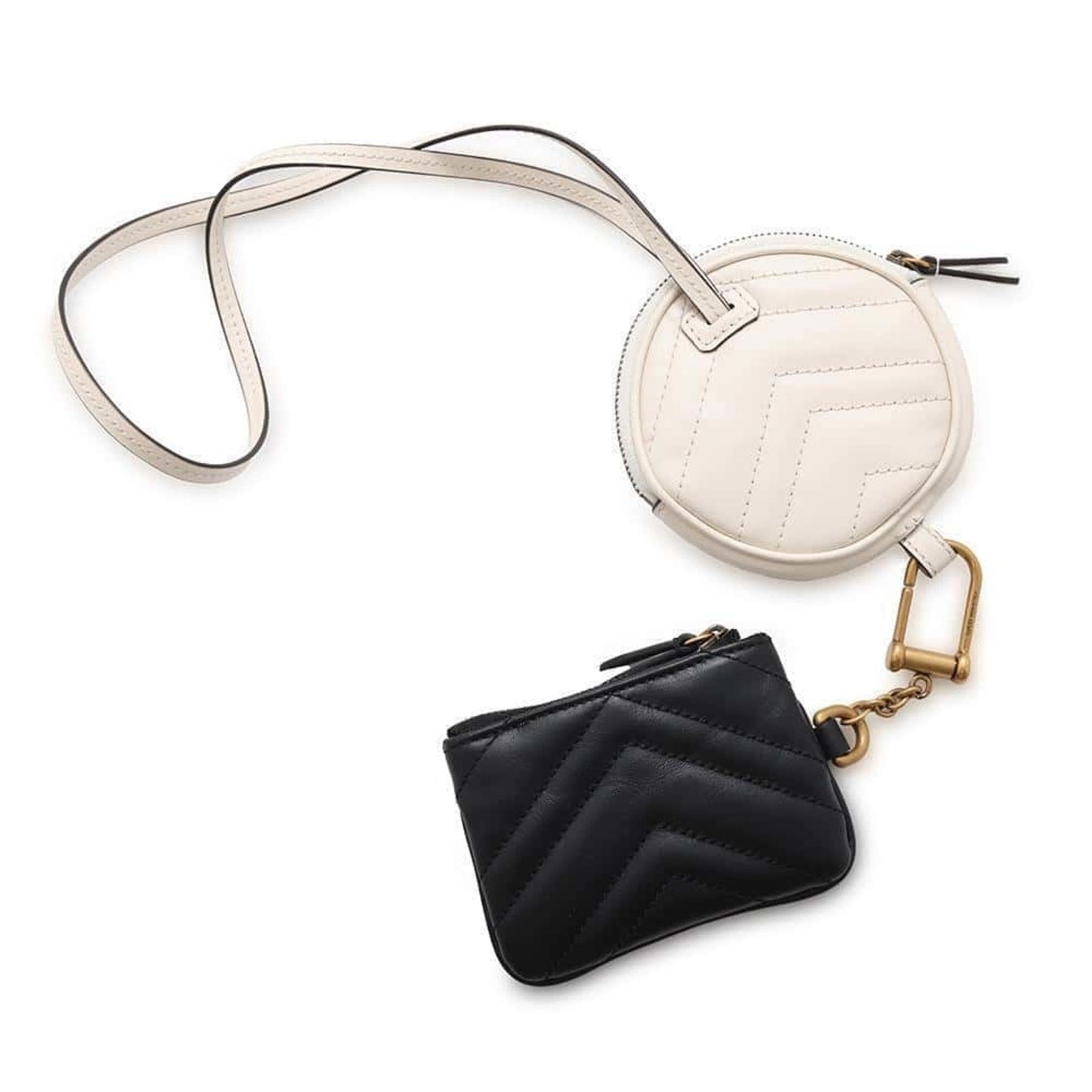Gucci Black White Leather Coin Purse/Coin Case