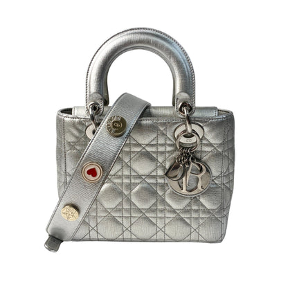 Christian Dior Silver Leather Handbag Shoulder Bag ()