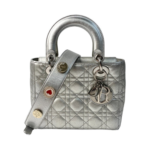 Christian Dior Silver Leather Handbag Shoulder Bag ()