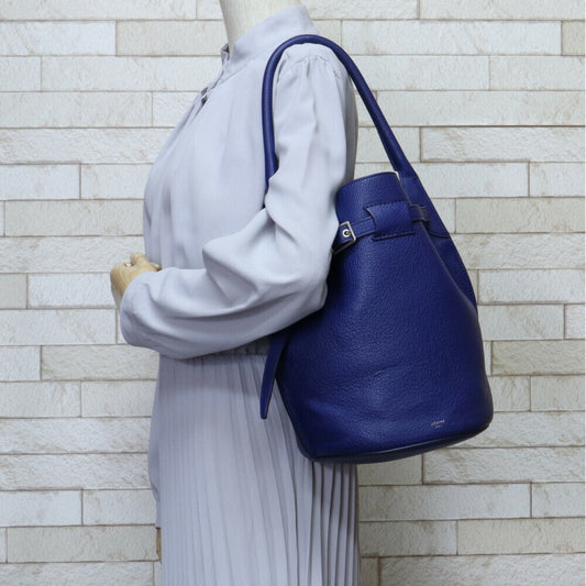 Celine baguette shoulder bag leather cobalt ladies