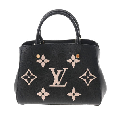 LOUIS VUITTON Monogram Emplant Montaigne BB Noir Beige M45489 Women's Bag