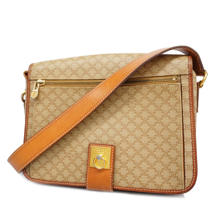 Celine  Macadam Shoulder Bag Women's PVC,Leather Shoulder Bag Beige
