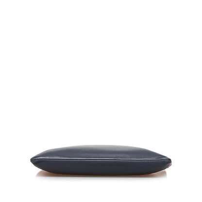 Celine Bicolor Pouch Clutch Bag Red Navy Leather Ladies