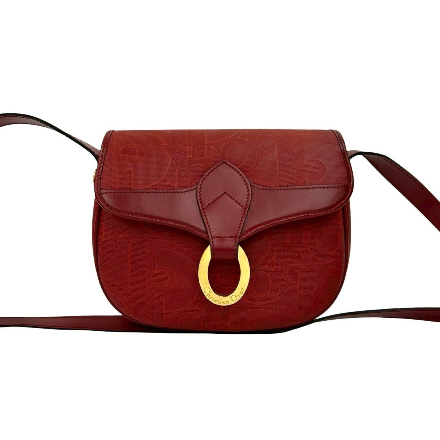 Christian Dior Red Color Leather Pvc Pochette Shoulder Bag ()