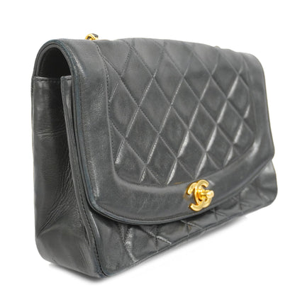 ChanelAuth  Matelasse Diana Flap Chain Shoulder Leather Shoulder Bag Black