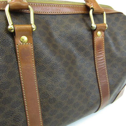 Celine Macadam Men,Women PVC,Leather Boston Bag,Handbag Brown,Dark Brown