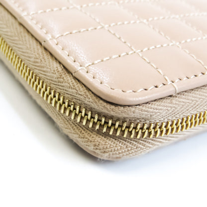 Celine Quilting Women's Leather Coin Purse/coin Case Beige