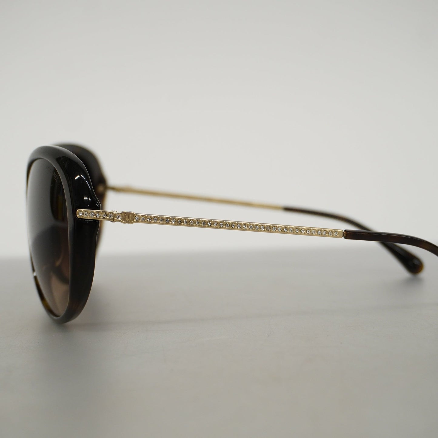 CHANEL Women's Sunglasses Brown Sunglasses gold hardware