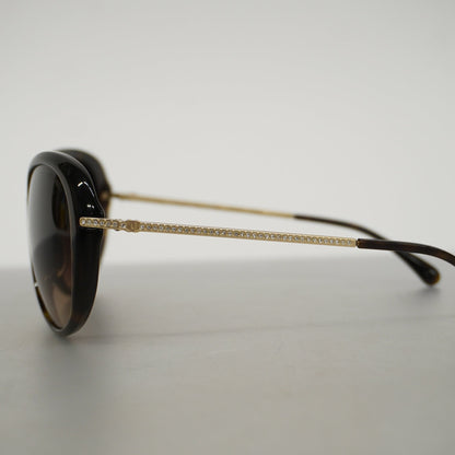 CHANEL Women's Sunglasses Brown Sunglasses gold hardware
