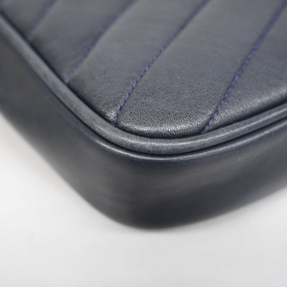 CHANEL   V Stitch Leather Shoulder Bag Navy