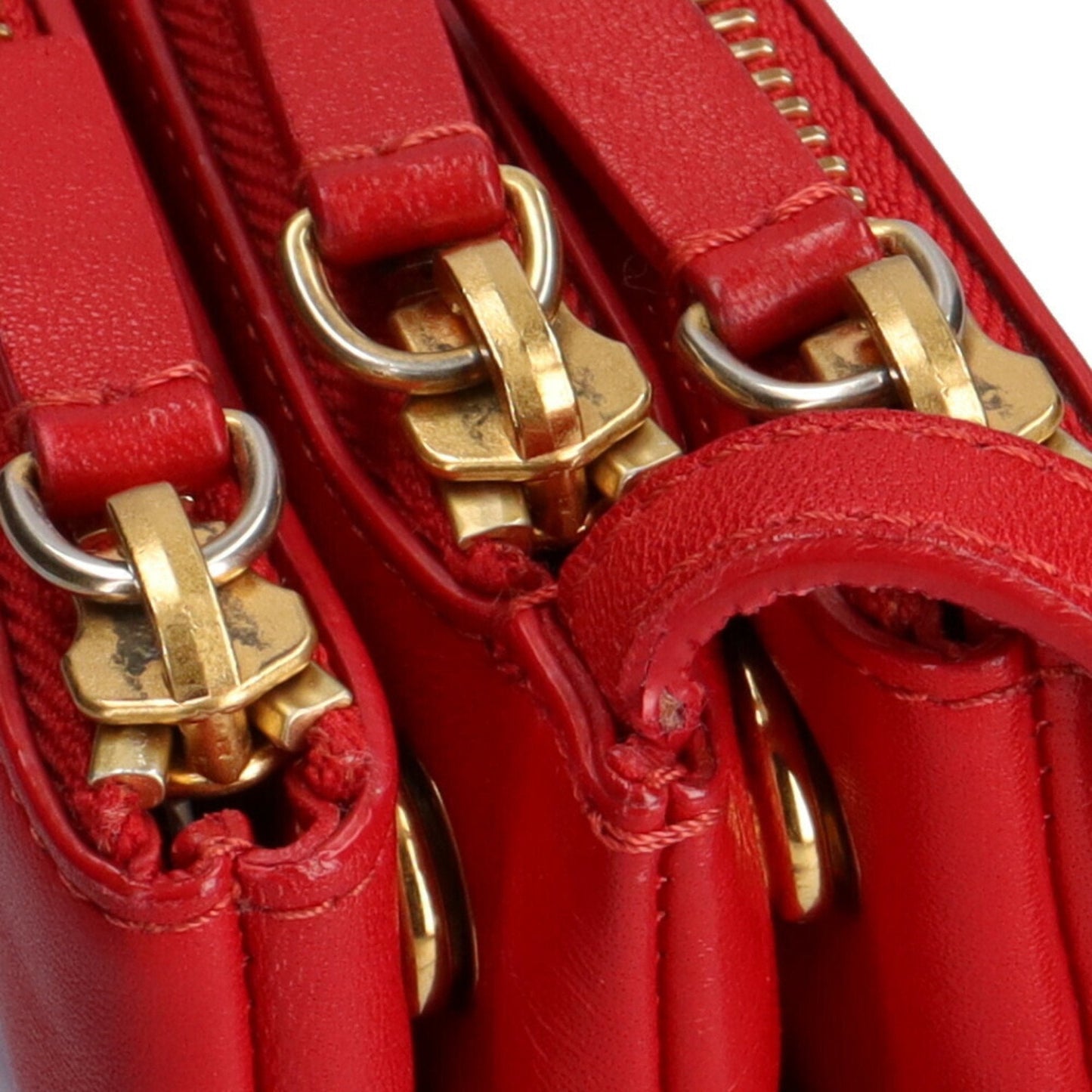 Celine trio small shoulder bag leather red ladies