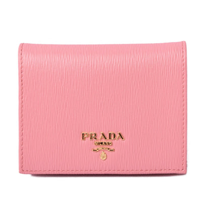 Prada wallet Prada fold 1MV204 VITELLO MOVE embossed leather GERANIO light pink