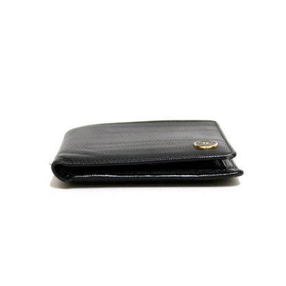 CHANEL bi-fold wallet Coco Button Mark CC Leather Black Women's Men's