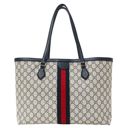 Gucci Ivory Navy Gg Supreme Tote Bag