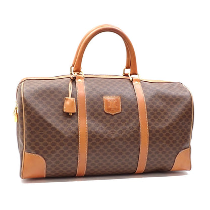 Celine Boston Bag Women's Brown PVC Leather Macadam